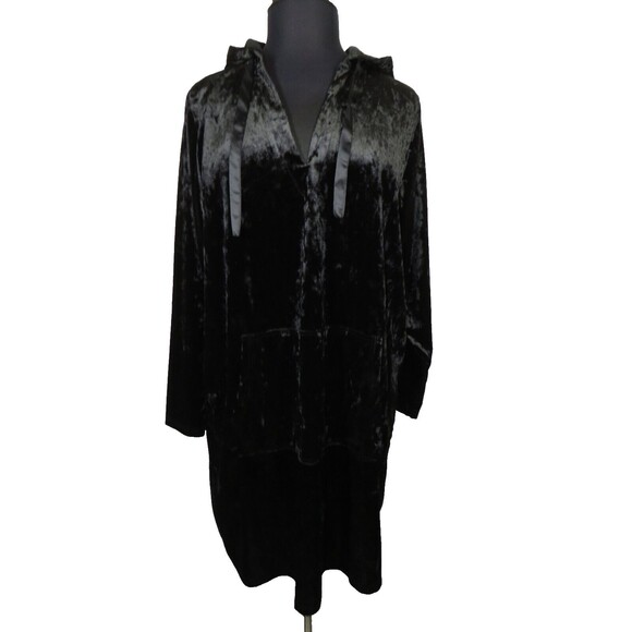 Torrid Black Crushed Velour Witchy Goth Hooded Lounge Dress Plus Size 3X - Picture 5 of 11